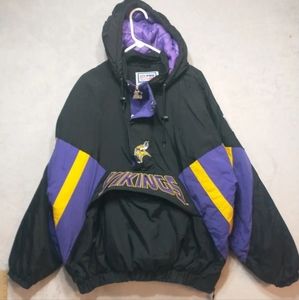 Vintage Minnesota Vikings Starter Jacket XXL 2XL Pouch Hood Pullover